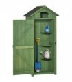 Outsunny Wooden Garden Storage Shed Tool Storage Box, 77 x 54 x 179 cm, Green — Colour: Dark Green