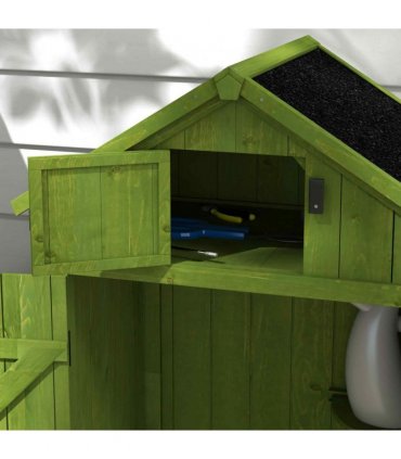 Outsunny Wooden Garden Storage Shed Tool Storage Box, 77 x 54 x 179 cm, Green — Colour: Dark Green