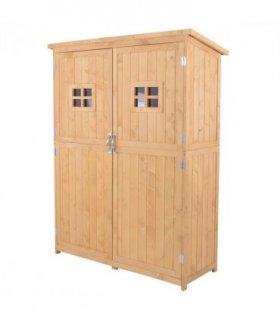Garden Shed W/Double Door, Pine Wood, 127.5Lx50Wx164H cm — Colour: Nature Wood