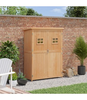Garden Shed W/Double Door, Pine Wood, 127.5Lx50Wx164H cm — Colour: Nature Wood