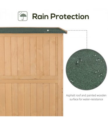 Garden Shed W/Double Door, Pine Wood, 127.5Lx50Wx164H cm — Colour: Nature Wood