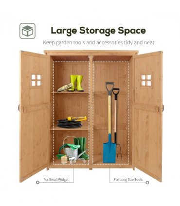 Garden Shed W/Double Door, Pine Wood, 127.5Lx50Wx164H cm — Colour: Nature Wood