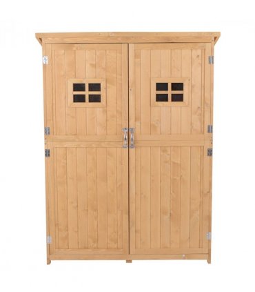 Garden Shed W/Double Door, Pine Wood, 127.5Lx50Wx164H cm — Colour: Nature Wood