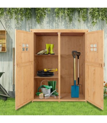 Garden Shed W/Double Door, Pine Wood, 127.5Lx50Wx164H cm — Colour: Nature Wood