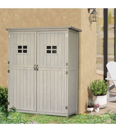 Wooden Outdoor Garden Shed 127.5L x 50W x 164H cm Grey