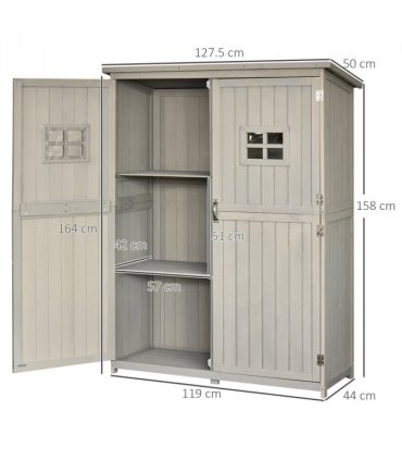 Wooden Outdoor Garden Shed 127.5L x 50W x 164H cm Grey