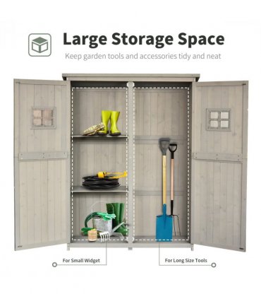 Wooden Outdoor Garden Shed 127.5L x 50W x 164H cm Grey