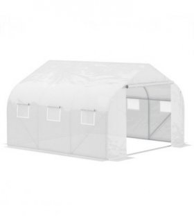 2H x 3.5L x 3W (m) Walk-in Tunnel PE Mesh Greenhouse White — Size: 350cm x 300cm x 200cm
