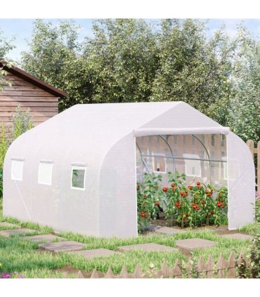 2H x 3.5L x 3W (m) Walk-in Tunnel PE Mesh Greenhouse White — Size: 350cm x 300cm x 200cm