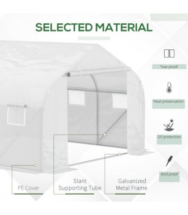 2H x 3.5L x 3W (m) Walk-in Tunnel PE Mesh Greenhouse White — Size: 350cm x 300cm x 200cm