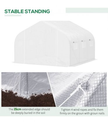 2H x 3.5L x 3W (m) Walk-in Tunnel PE Mesh Greenhouse White — Size: 350cm x 300cm x 200cm