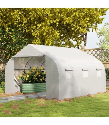 2H x 3.5L x 3W (m) Walk-in Tunnel PE Mesh Greenhouse White — Size: 350cm x 300cm x 200cm