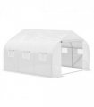 4.5x3x2m PE Mesh Cover Galvanized Metal Frame Walk-In Greenhouse White — Size: 445cm x 299cm x 200cm