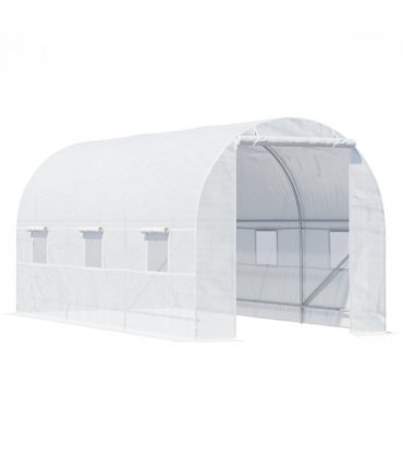 Outsunny 4.5 x 2M Walk-in Polytunnel Greenhouse for Garden, Galvanised Steel — Size: 4.5m x 2m x 2m