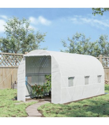 Outsunny 4.5 x 2M Walk-in Polytunnel Greenhouse for Garden, Galvanised Steel — Size: 4.5m x 2m x 2m