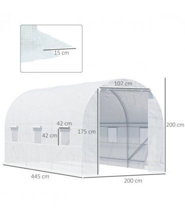 Outsunny 4.5 x 2M Walk-in Polytunnel Greenhouse for Garden, Galvanised Steel — Size: 4.5m x 2m x 2m