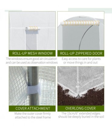 Outsunny 4.5 x 2M Walk-in Polytunnel Greenhouse for Garden, Galvanised Steel — Size: 4.5m x 2m x 2m