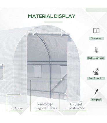 Outsunny 4.5 x 2M Walk-in Polytunnel Greenhouse for Garden, Galvanised Steel — Size: 4.5m x 2m x 2m