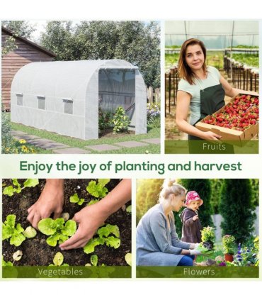 Outsunny 4.5 x 2M Walk-in Polytunnel Greenhouse for Garden, Galvanised Steel — Size: 4.5m x 2m x 2m