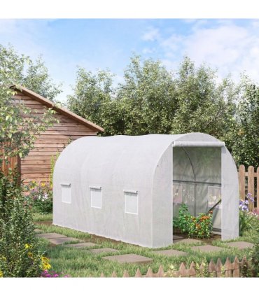 3.5 L x 2 W x 2H m Walk-in Greenhouse-White PE — Size: 3.5m x 2m x 2m