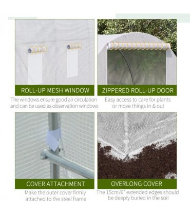 3.5 L x 2 W x 2H m Walk-in Greenhouse-White PE — Size: 3.5m x 2m x 2m