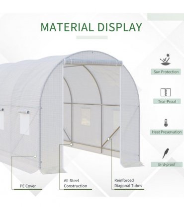 3.5 L x 2 W x 2H m Walk-in Greenhouse-White PE — Size: 3.5m x 2m x 2m