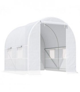 250L X 200W X 200H cm Walk-in Greenhouse-White PE — Size: 2.5m x 2m x 2m