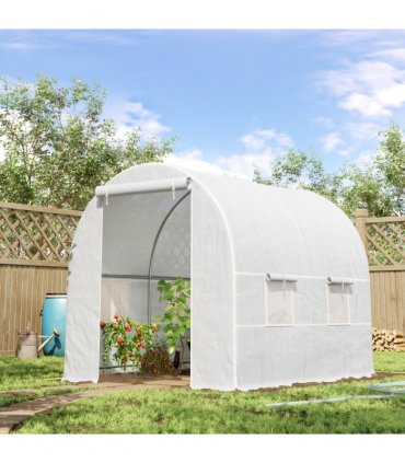 250L X 200W X 200H cm Walk-in Greenhouse-White PE — Size: 2.5m x 2m x 2m