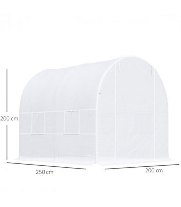 250L X 200W X 200H cm Walk-in Greenhouse-White PE — Size: 2.5m x 2m x 2m