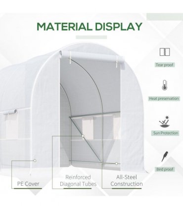 250L X 200W X 200H cm Walk-in Greenhouse-White PE — Size: 2.5m x 2m x 2m