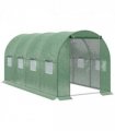 4x2 m Polytunnel Walk-in Greenhouse with Zip Door and Windows-Green — Size: 395cm x 197cm x 197cm