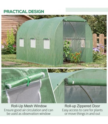 3x2 m Polytunnel Walk-in Greenhous-Green — Size: 300cm x 200cm x 200cm