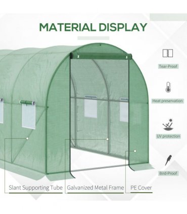 3x2 m Polytunnel Walk-in Greenhous-Green — Size: 300cm x 200cm x 200cm