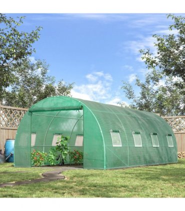 Walk in Polytunnel Outdoor Garden Greenhouse Windows and Doors (6 x 3M) Outsunny — Size: 590cm x 300cm x 200cm