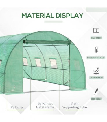 Walk in Polytunnel Outdoor Garden Greenhouse Windows and Doors (6 x 3M) Outsunny — Size: 590cm x 300cm x 200cm