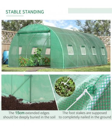 Walk in Polytunnel Outdoor Garden Greenhouse Windows and Doors (6 x 3M) Outsunny — Size: 590cm x 300cm x 200cm