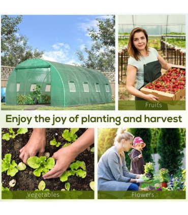 Walk in Polytunnel Outdoor Garden Greenhouse Windows and Doors (6 x 3M) Outsunny — Size: 590cm x 300cm x 200cm