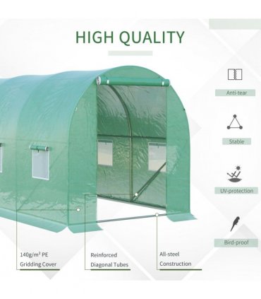 Walk-in Greenhouse, 4 x 2 M-Green — Size: 4m x 2m x 1.9m