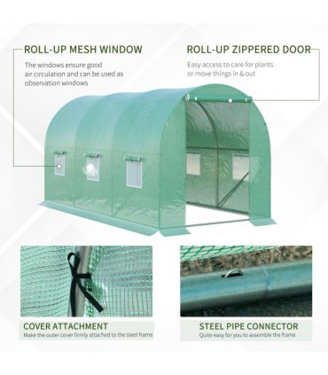 Walk-in Greenhouse, 4 x 2 M-Green — Size: 4m x 2m x 1.9m