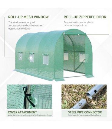 Walk-in Greenhouse, 4 x 2 M-Green — Size: 4m x 2m x 1.9m