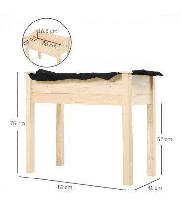 Fir Wood Raised Rectangular Plant Stand Oak Tone — Size: 86cm x 46cm x 76cm