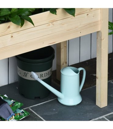Fir Wood Raised Rectangular Plant Stand Oak Tone — Size: 86cm x 46cm x 76cm
