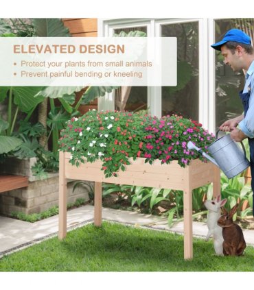 Raised Wood Garden Bed Planter Vegetables Grow Flower Herbs Box Kit — Size: 122.5Lx56.5Wx76H (cm)