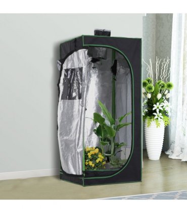 Hydroponic Plant Grow Tent W/ Window Tool Bag, 60L x 60W x 140Hcm-Black/Green — Size: 60cm x 60cm x 140cm