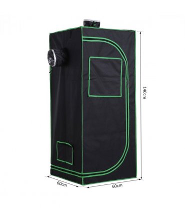 Hydroponic Plant Grow Tent W/ Window Tool Bag, 60L x 60W x 140Hcm-Black/Green — Size: 60cm x 60cm x 140cm