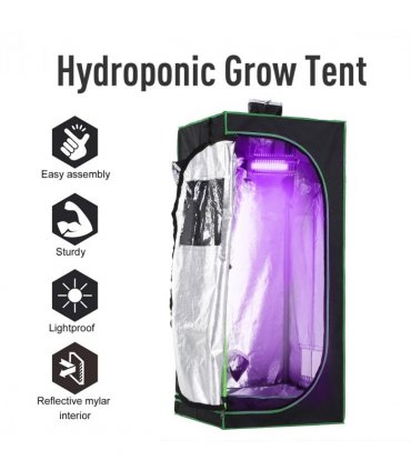 Hydroponic Plant Grow Tent W/ Window Tool Bag, 60L x 60W x 140Hcm-Black/Green — Size: 60cm x 60cm x 140cm