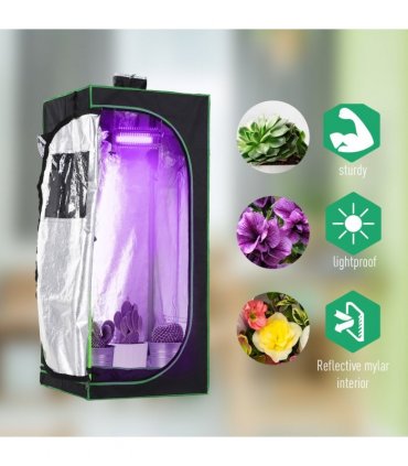 Hydroponic Plant Grow Tent W/ Window Tool Bag, 60L x 60W x 140Hcm-Black/Green — Size: 60cm x 60cm x 140cm