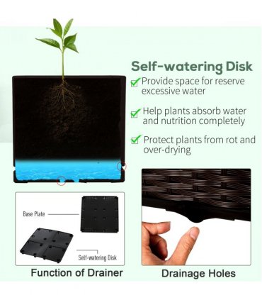 PP Set Of 2 Raised Outdoor Garden Planter Box Brown