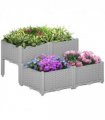 Set of 4 Garden Raised Bed Elevated Patio Flower Planter Box PP Vegetables Grey