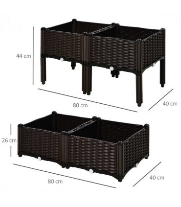 PP Set Of 4 Raised Outdoor Garden Planter Box Brown